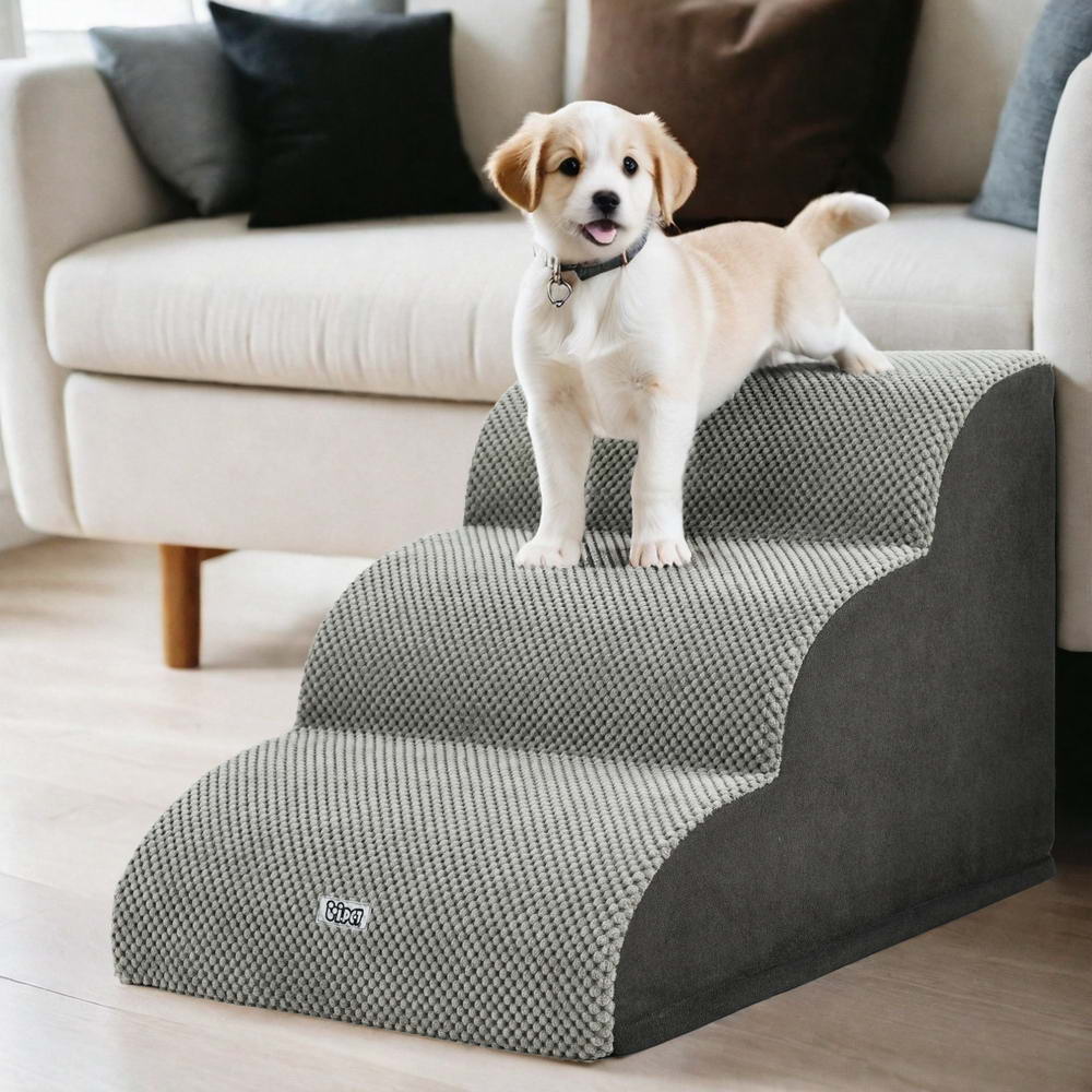 i.Pet Foam Dog Stairs 3 Tier - Grey
