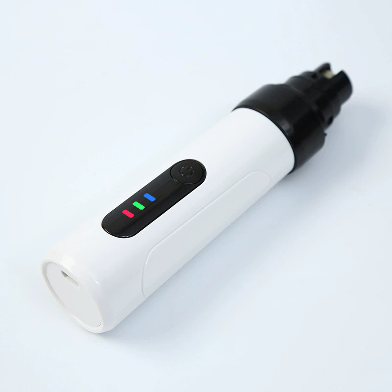 Rechargeable pet nail grinder, white with black grinding head