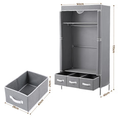Artiss Portable Clothes Wardrobe 170cm - Grey