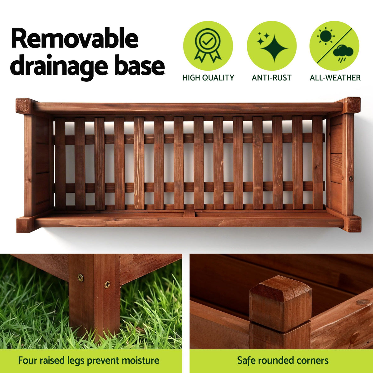 Green Fingers Raised Garden Bed 90x30x33cm