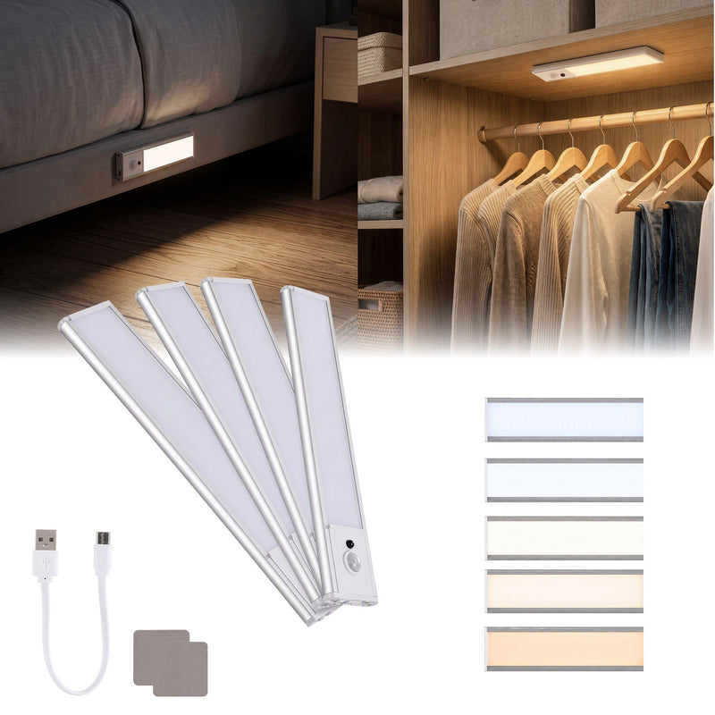 Motion Sensor Cabinet Lights, Rechargeable (4-Pack)