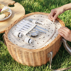 Alfresco 2-Person Insulated Picnic Basket Set with Folding Table