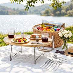 Alfresco 2-Person Insulated Picnic Basket Set with Folding Table