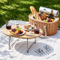 Alfresco 2-Person Insulated Picnic Basket Set with Folding Table
