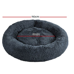 Calming Plush Dog Bed 110cm XL - Dark Grey