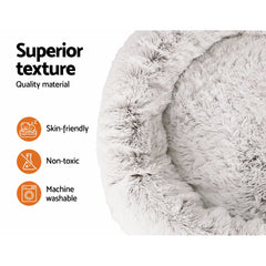 Calming Plush Dog Bed 110cm XL - White Brown