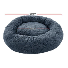 Calming Plush Dog Bed 90cm - Dark Grey