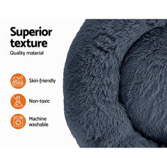 Calming Plush Dog Bed 90cm - Dark Grey