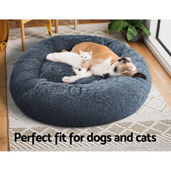 Calming Plush Dog Bed 90cm - Dark Grey