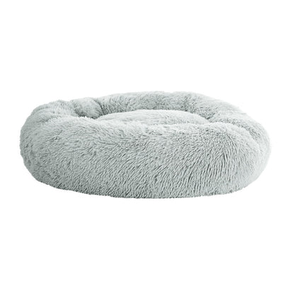 Calming Plush Dog Bed 90cm - Light Grey