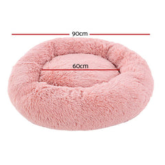 Calming Plush Dog Bed 90cm - Pink