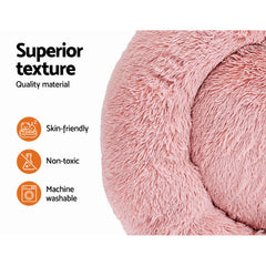 Calming Plush Dog Bed 90cm - Pink