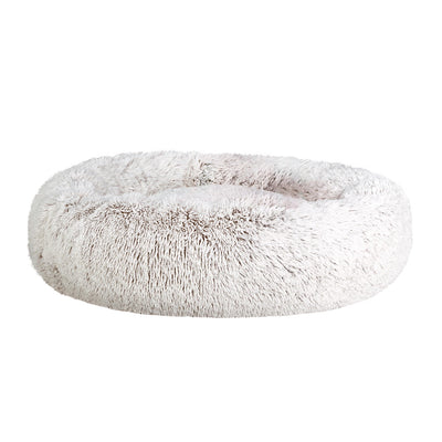 Calming Plush Dog Bed 90cm - White Brown