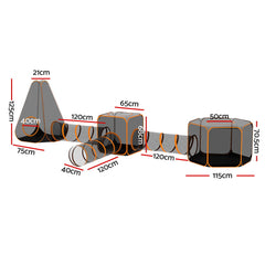 i.Pet 6-in-1 Cat Playpen Tent & Tunnel