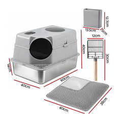 i.Pet Stainless Steel High-Sided Cat Litter Box