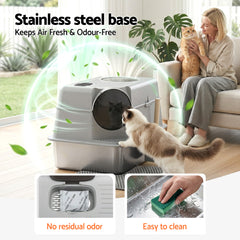 i.Pet Stainless Steel High-Sided Cat Litter Box