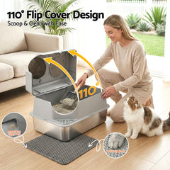i.Pet Stainless Steel High-Sided Cat Litter Box
