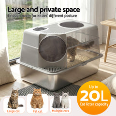 i.Pet Stainless Steel High-Sided Cat Litter Box