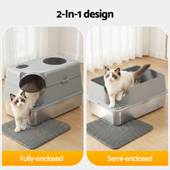 i.Pet Stainless Steel High-Sided Cat Litter Box