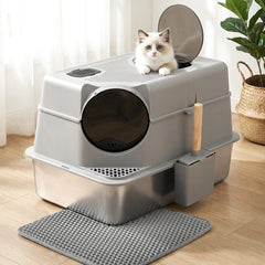 i.Pet Stainless Steel High-Sided Cat Litter Box