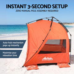 Weisshorn Pop-Up Beach Tent 3-4 Person UPF50 - Orange