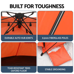 Weisshorn Pop-Up Beach Tent 3-4 Person UPF50 - Orange