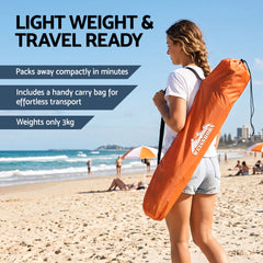 Weisshorn Pop-Up Beach Tent 3-4 Person UPF50 - Orange