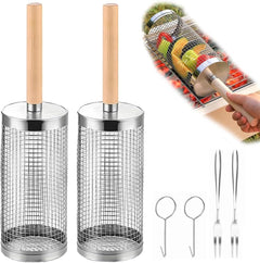 Stainless Steel Rolling Grill Basket Set