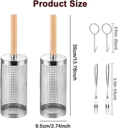 Stainless Steel Rolling Grill Basket Set