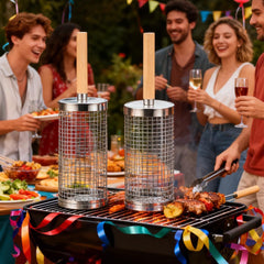 Stainless Steel Rolling Grill Basket Set