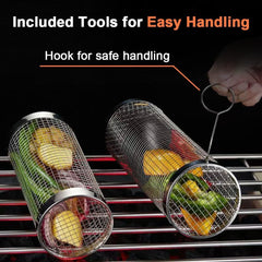 Stainless Steel Rolling Grill Basket Set