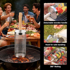 Stainless Steel Rolling Grill Basket Set