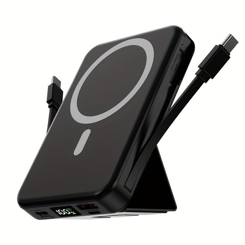 Power Bank with Digital Display and Built-In Cables