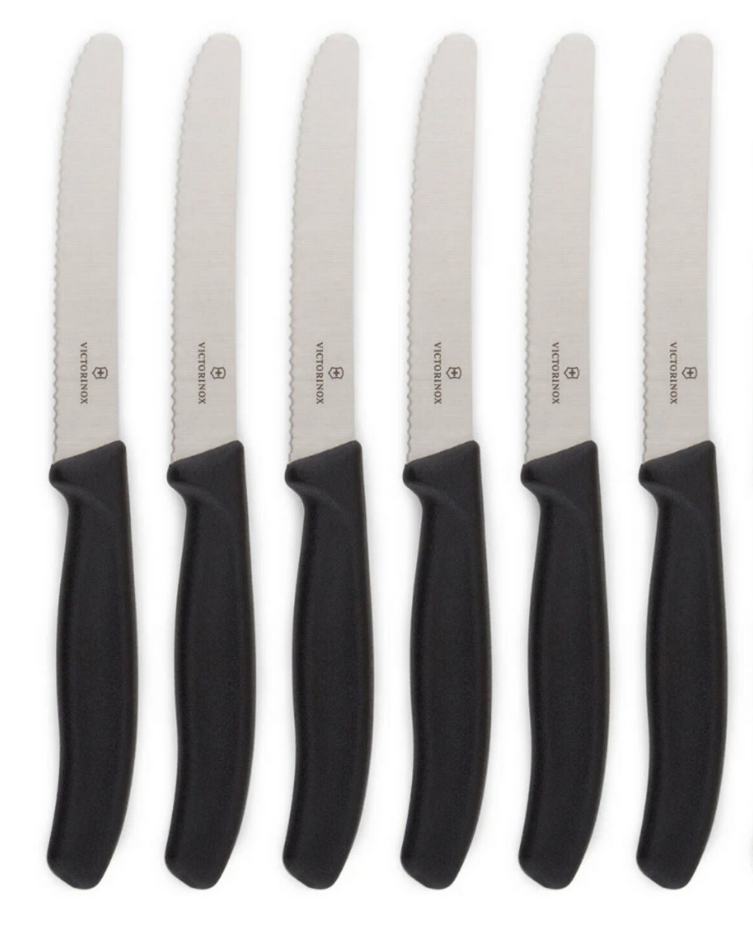Victorinox Wavy Edge Steak & Tomato Knives (6-Pack) - Black