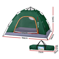 Weisshorn 2-Person Pop-Up Camping Tent - Green