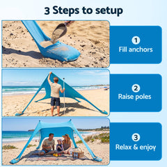 Weisshorn Beach Tent Canopy Sun Shelter - Blue